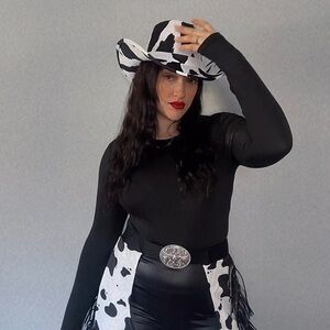 Cow Print Flare Chaps - Black and White 🤠